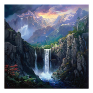 Wasserfall-Fantasiewelt Fotodruck