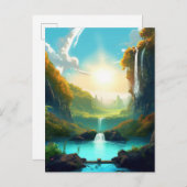 Wasserfall Fantasy Bezaubernde Landschaft Postkart Postkarte (Vorne/Hinten)