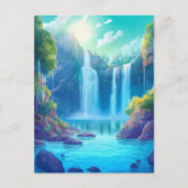 Wasserfall Fantasy Bezaubernde Landschaft Postkart Postkarte (Vorderseite)