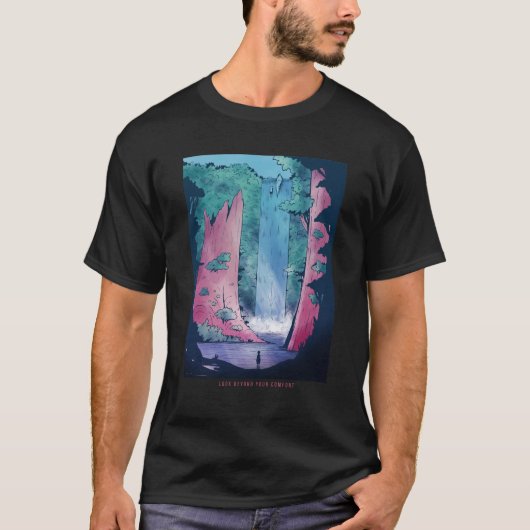 Wasserfall Fantasy Landschaft T-Shirt (Vorderseite)