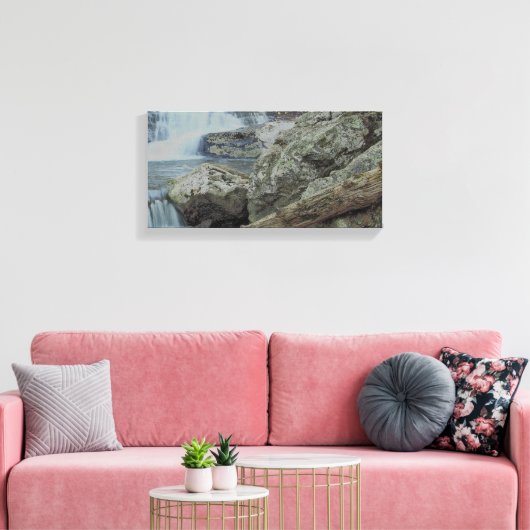 Wasserfall, Felsen und ein Strom Leinwanddruck (Insitu (Wohnzimmer))