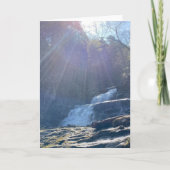 Wasserfall, Felsen und Sonnenstrahlen Karte (Vorderseite)