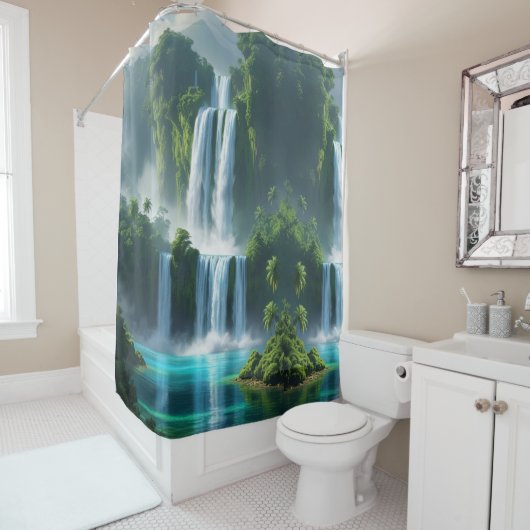 Wasserfall-Flucht: Der Power der Natur in jedem Duschvorhang (Beispiel)