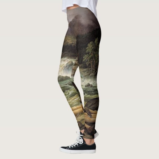 Wasserfall-Fluss-Falke-Vogel ganz über Leggings (Links)