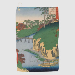 Wasserfall Fluss Vintag Ukiyo e Japanisch Kunst Golfhandtuch