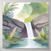 Wasserfall Flüstern | Natur Aquarell Landschaft Poster (Vorne)
