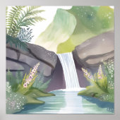 Wasserfall Flüstern | Natur Aquarell Landschaft Poster (Vorne)