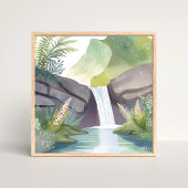 Wasserfall Flüstern | Natur Aquarell Landschaft Poster