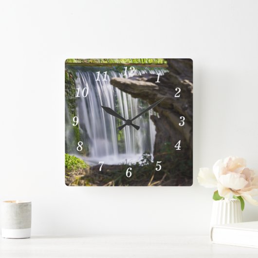 Wasserfall-Fokussierte Wall-Uhr Quadratische Wanduhr (Zuhause)