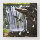 Wasserfall-Fokussierte Wall-Uhr Quadratische Wanduhr (Vorderseite)