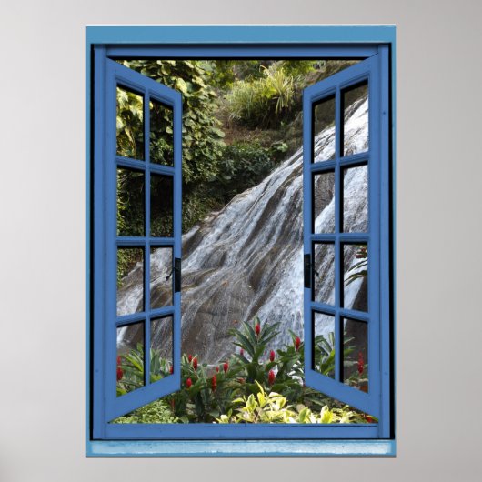 Wasserfall Foto Trompe l'oeil Fake Window Poster (Vorne)