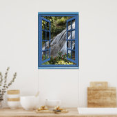 Wasserfall Foto Trompe l'oeil Fake Window Poster (Küche)