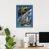 Wasserfall Foto Trompe l'oeil Fake Window Poster (Heimbüro)