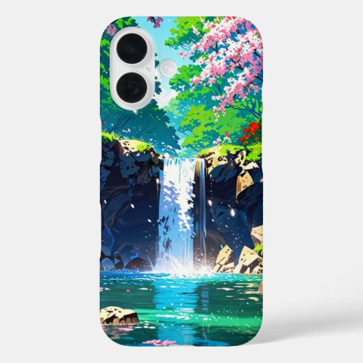 Wasserfall Frühjahr - Anime Landschaft Case-Mate iPhone Hülle (Rückseite)