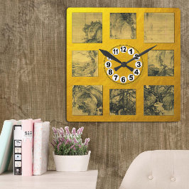 Wasserfall & Frühjahr von Guo Xi, Chinesische Kuns Quadratische Wanduhr