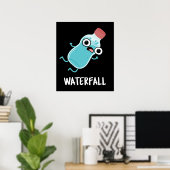Wasserfall Gewitter Wasserpuppe Dunkel BG Poster (Heimbüro)