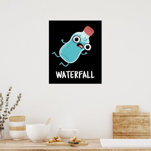 Wasserfall Gewitter Wasserpuppe Dunkel BG Poster (Küche)