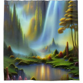 Wasserfall Glade Nature Fantasy Duschvorhang (Vorderseite)