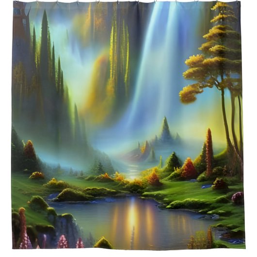 Wasserfall Glade Nature Fantasy Duschvorhang (Vorderseite)