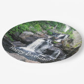 Wasserfall glücklich Geburtstag Pappteller (Schrägansicht)