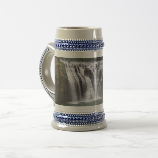 Wasserfall Grau / Blau 22 oz Stein Bierglas (Vorderseite Links)
