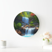 Wasserfall Große Wanduhr (Zuhause)