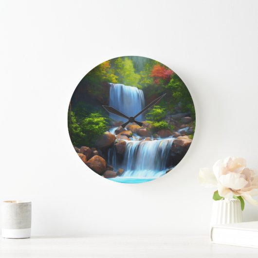 Wasserfall Große Wanduhr (Zuhause)