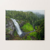 Wasserfall-Grünlandschaft Puzzle (Horizontal)
