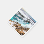 Wasserfall Gulfoss Island im Winter Serviette (Ecke)