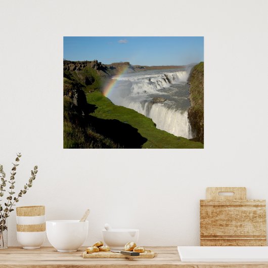 Wasserfall Gullfoss im Sommer Poster (Küche)