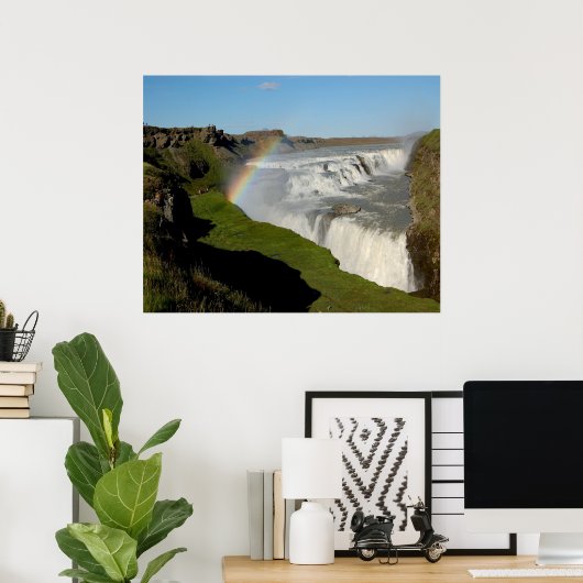 Wasserfall Gullfoss im Sommer Poster (Heimbüro)