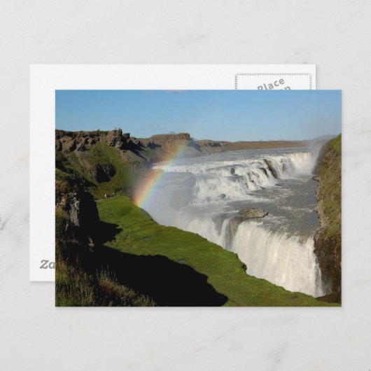 Wasserfall Gullfoss im Sommer Postkarte (Vorne/Hinten)