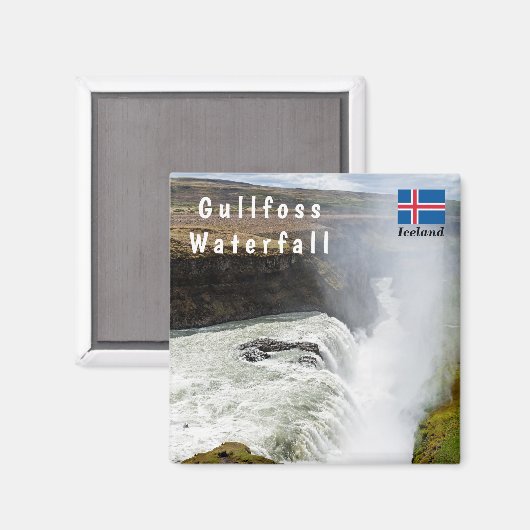 Wasserfall Gullfoss - Südwesten Islands Magnet (Vorderseite/Rückseite)