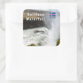Wasserfall Gullfoss - Südwesten Islands Quadratischer Aufkleber (Tasche)
