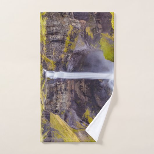 Wasserfall Haifoss, Island Badhandtuch Set (Handtuch)