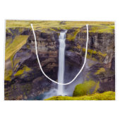 Wasserfall Haifoss, Island Große Geschenktüte (Rückseite)
