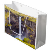 Wasserfall Haifoss, Island Große Geschenktüte (Vorderseite Schrägansicht)