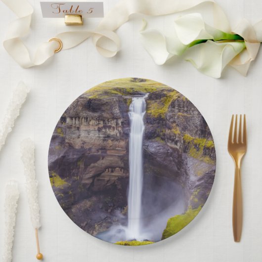 Wasserfall Haifoss, Island Pappteller (Hochzeit)