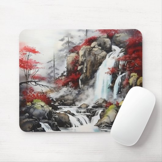 Wasserfall Herbstlandschaft Mousepad (Mit Mouse)