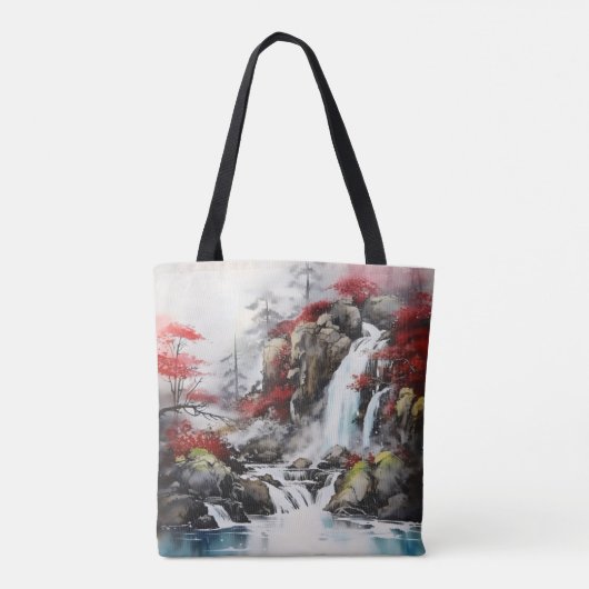 Wasserfall Herbstlandschaft Tasche (Rückseite)