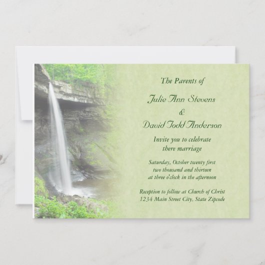 Wasserfall-Hochzeit Einladung (Vorderseite)