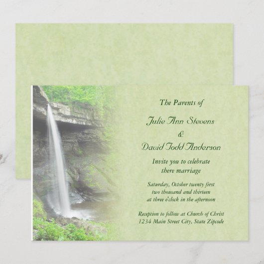 Wasserfall-Hochzeit Einladung (Vorne/Hinten)