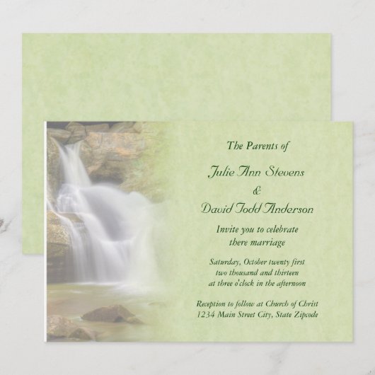 Wasserfall-Hochzeit Einladung (Vorne/Hinten)