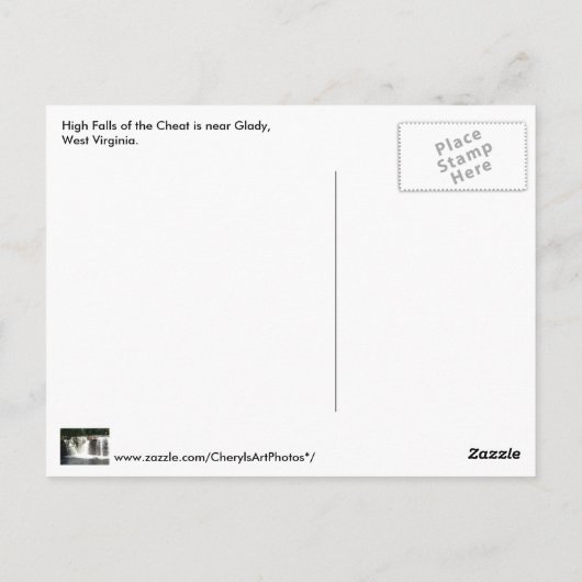 Wasserfall im Cheat River WV Wasserfall Postkarten (Rückseite)