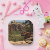 Wasserfall im Emerald Pools im Zion Nationalpark Pappteller (Party)