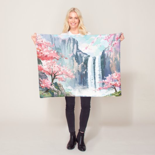 Wasserfall im Frühling Fleecedecke (Beispiel)
