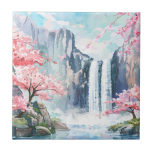 Wasserfall im Frühling Fliese