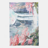 Wasserfall im Frühling Geschirrtuch (Vertikal)