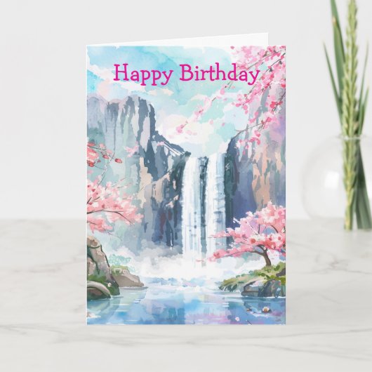 Wasserfall im Frühling Karte (Vorderseite)