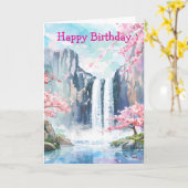 Wasserfall im Frühling Karte (Gelbe Blume)